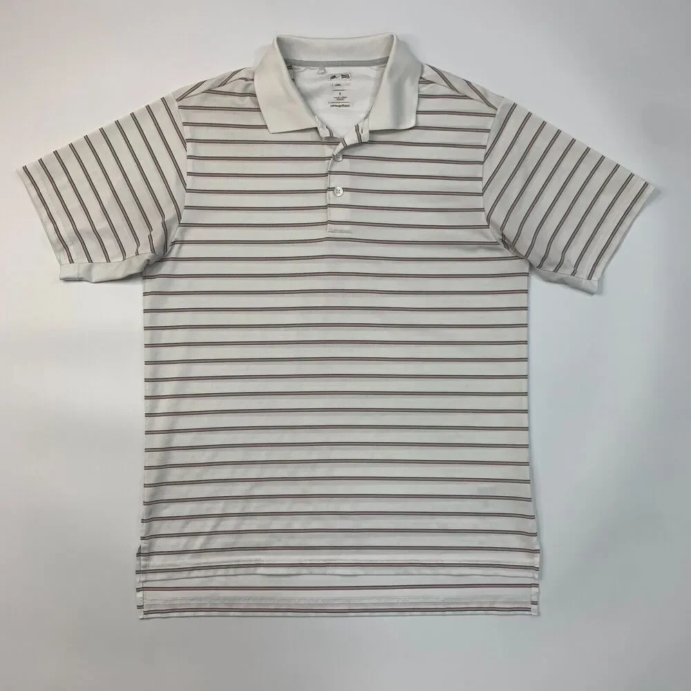Adidas Golf Polo Shirt Mens S White Striped ClimaCool Lightweight Performance